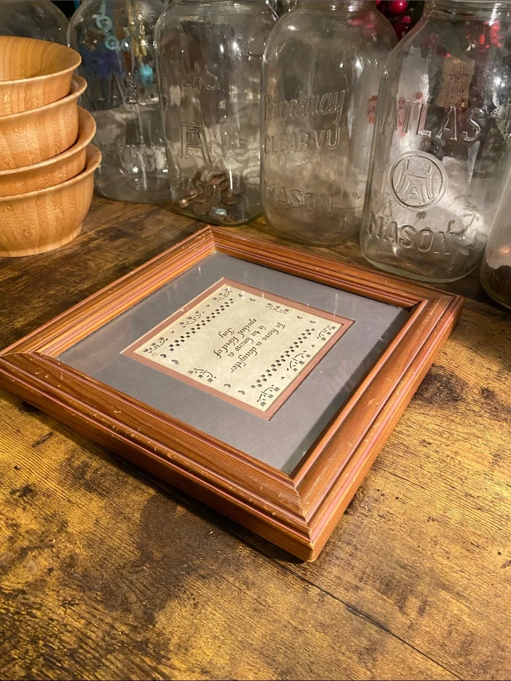 Rustic Wood Frame with Gray Mat and Quote - Brown/Gray